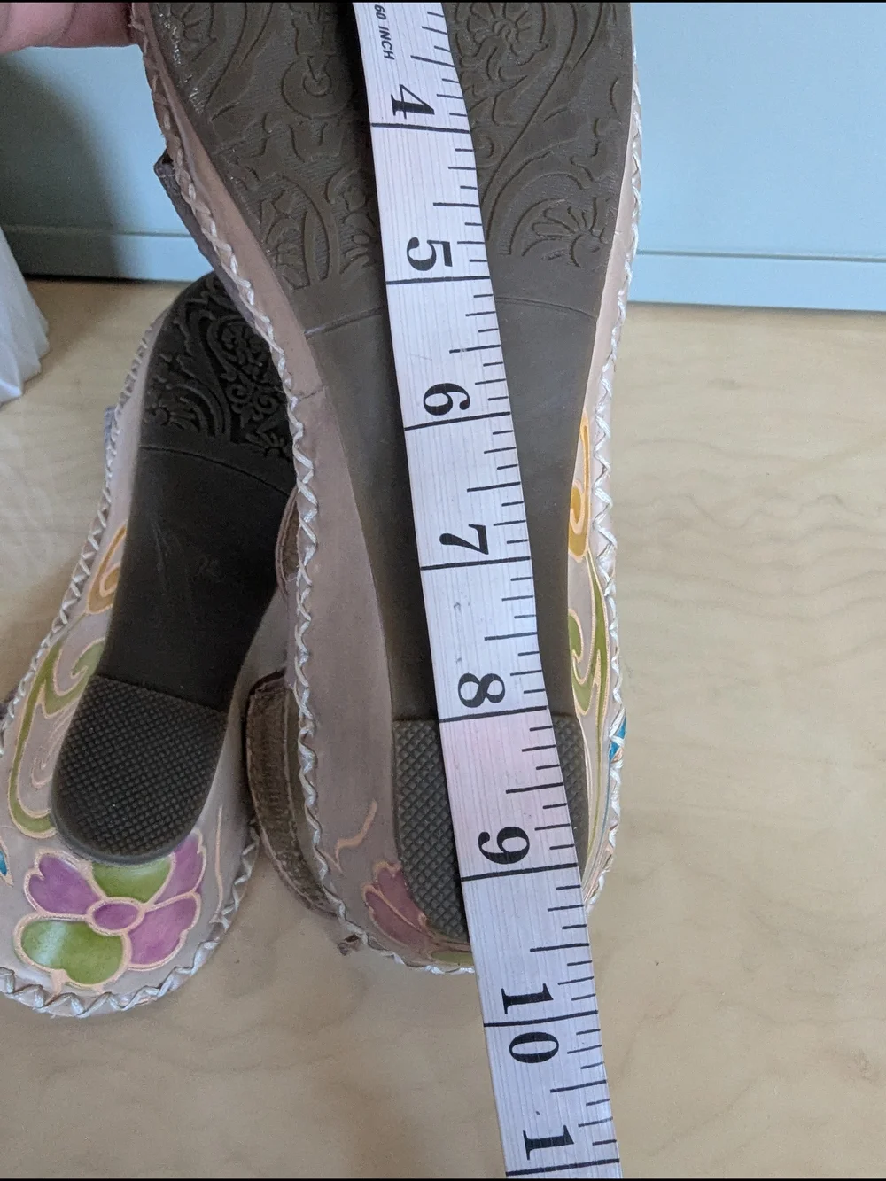 Taupe Floral Beaded Women’s Sandals with Ankle Strap